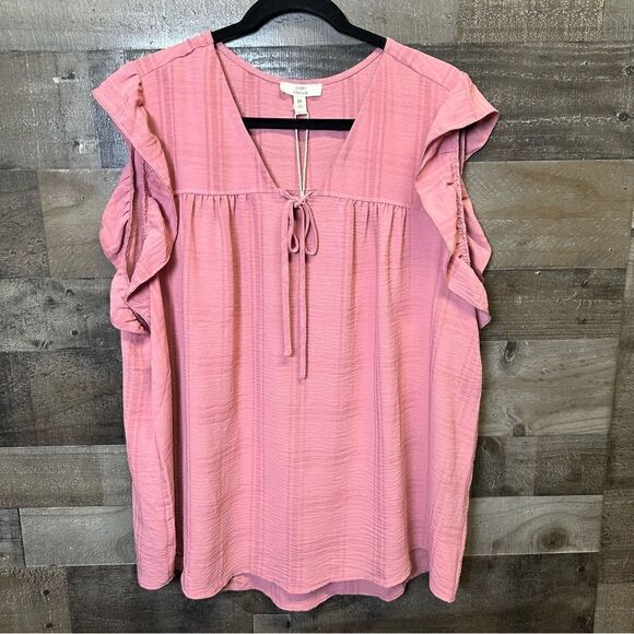 Como vintage NWT pink ruffle sleeve top size 2X - Picture 1 of 8